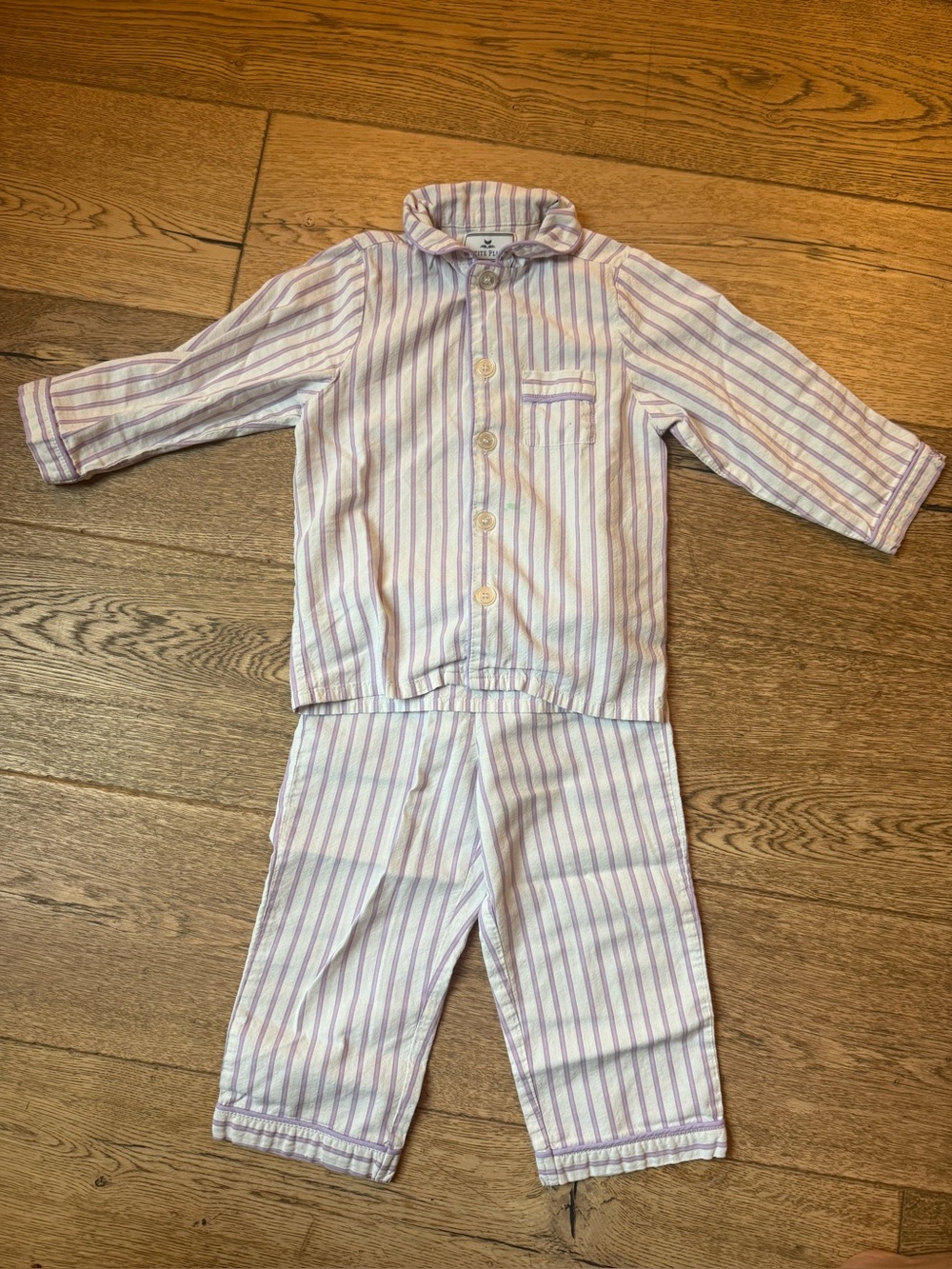 Girls Petite Plume Lavender Stripe Pajama Set 3T